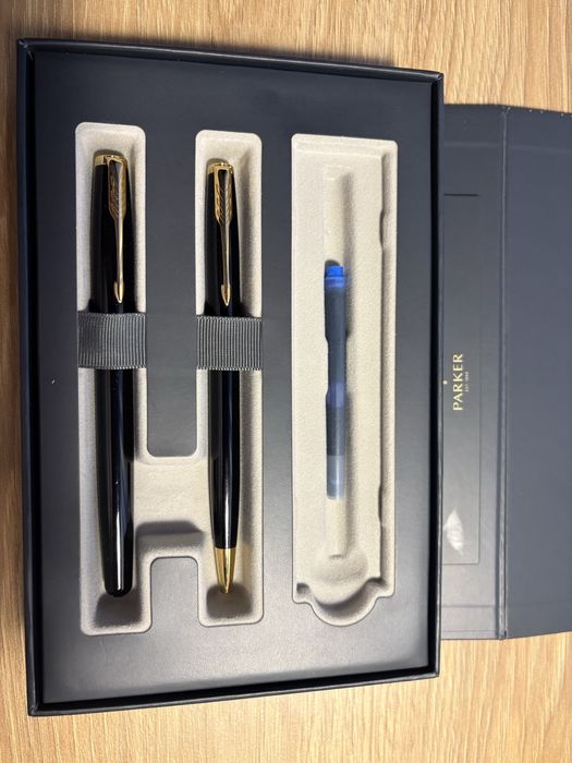 LUX! Set stilou penita aur + pix Parker Sonnet negru accesorii aurite