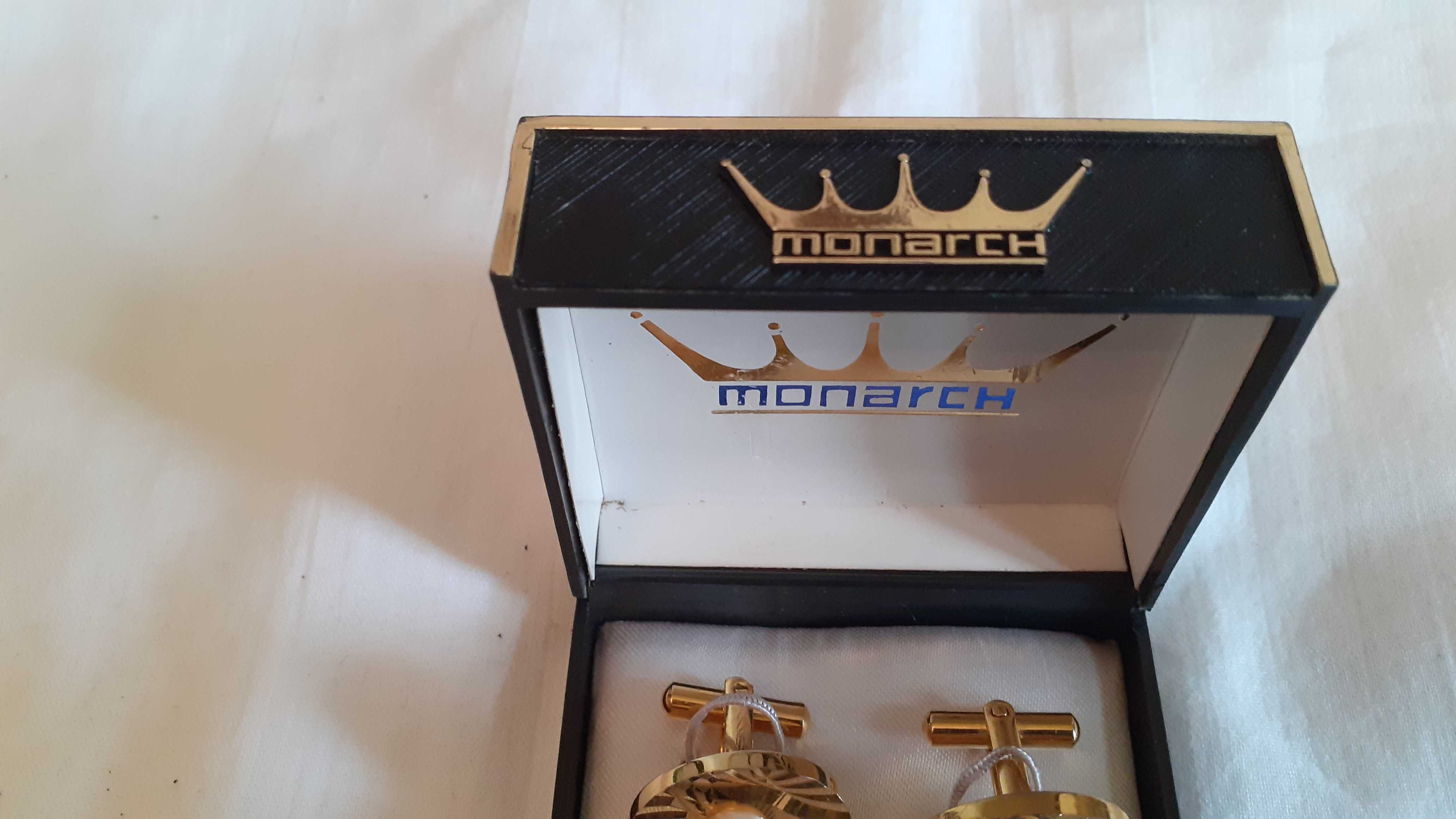 ръкавели копчелъци позлатени Монарх в кутия, истински, за риза,  ретро