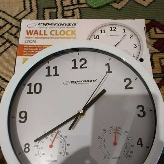 Ceas de perete cu termometru și hidrometru pt umiditate,nou.