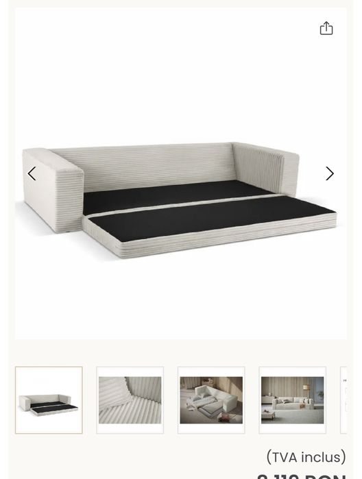 Canapea extensibila bej deschis 4 persoane