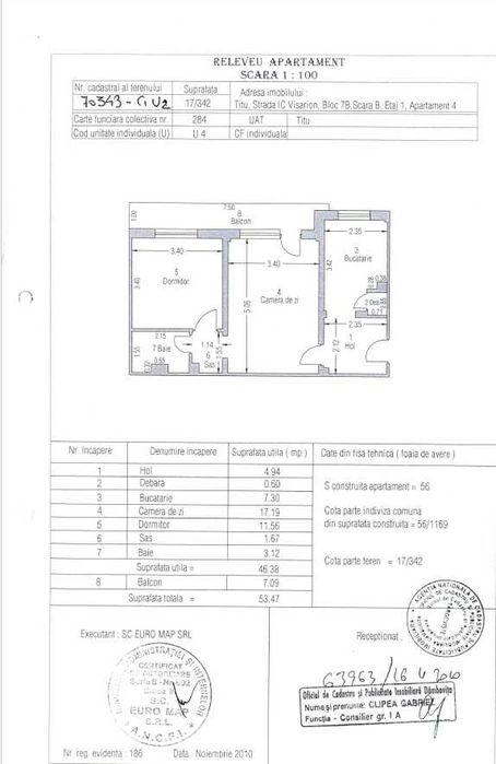 Apartament cu 2 camere de vânzare în oras Titu