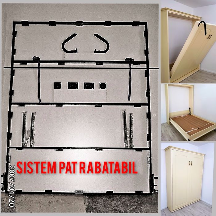 Pat Rabatabil 90x200cm, Sistem, Mecanisme Pat Rabatabil