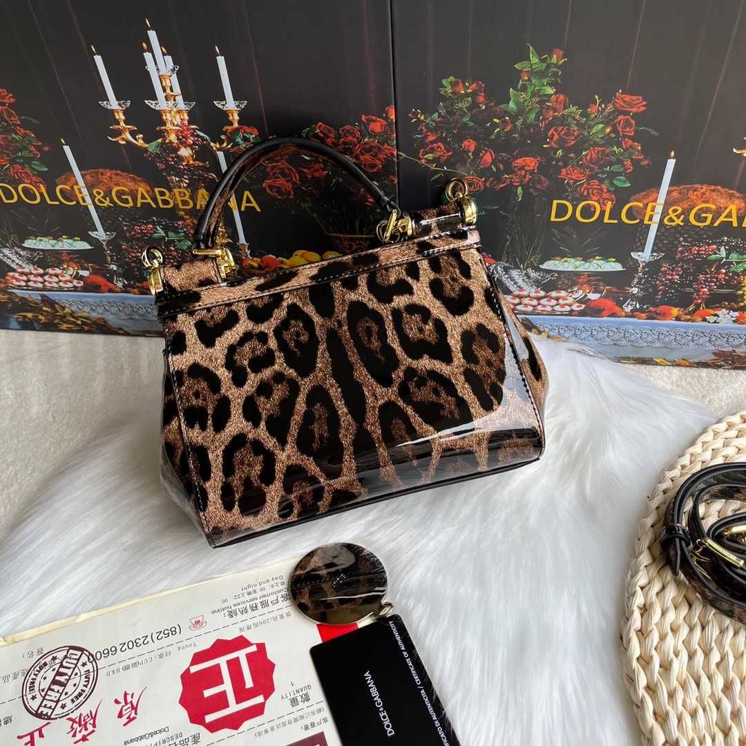Geanta Dolce Gabbana Sicily leopard, 20 cm, Premium