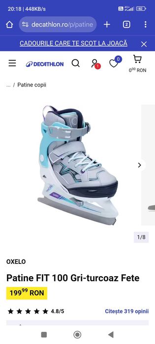 Vand Patine de dama Oxelo gri-turcoaz 35/38, otel NOI