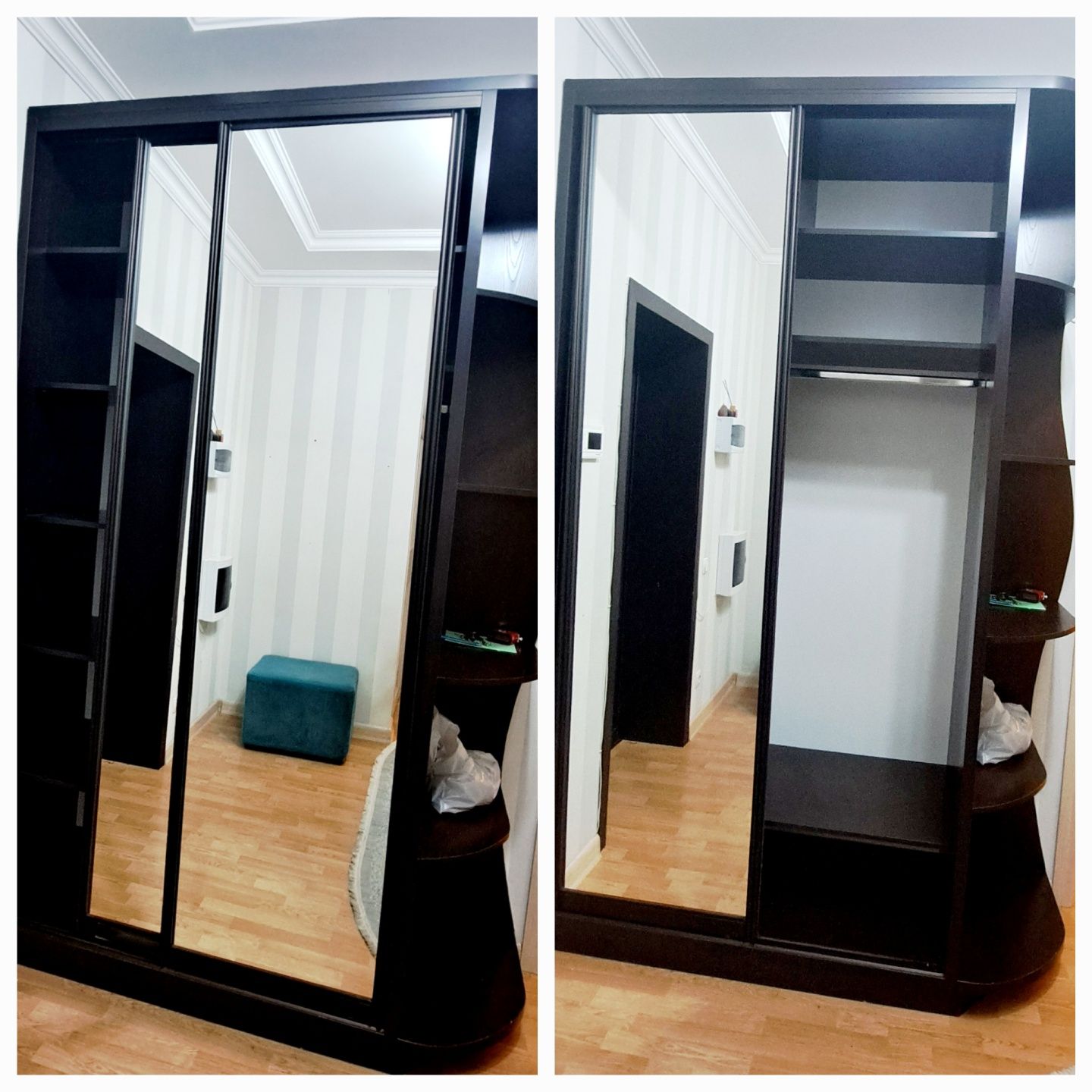 Шкаф купе чёрного цвета 160х250х55