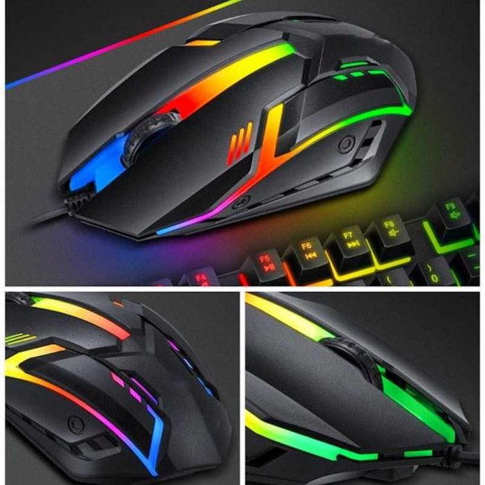 Mouse Gaming cu iluminare 1600 DPI cu fir, USB Negru