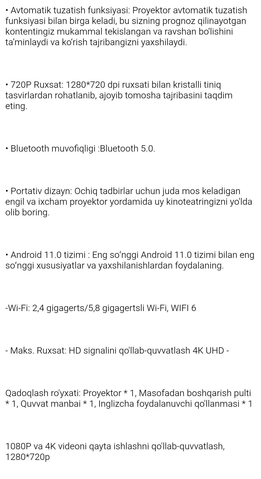 Proyektor Smart Android 11 pro 4k 1080hd
