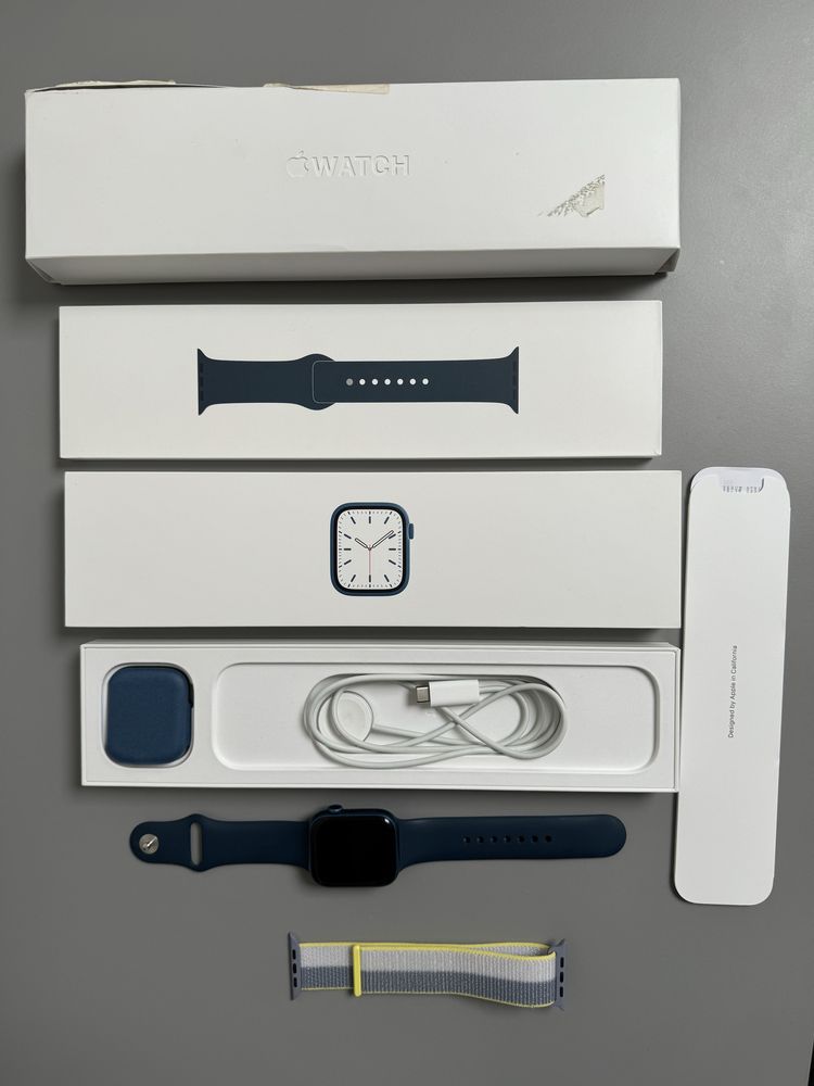 Apple watch seria 7, 45 mm, albastru