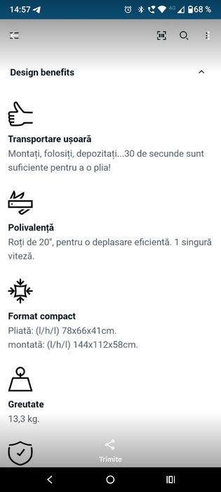 Bicicleta Pliabila Fold 100-Negru/Decathlon