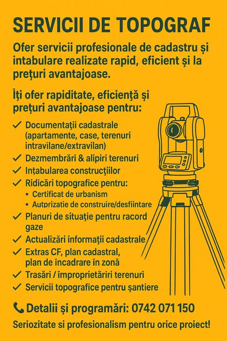 Ofer servicii de Topograf / Topometrist