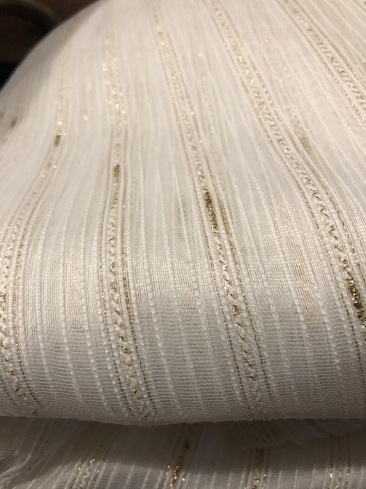 Perdea 6m crem cu auriu / alb cu argintiu