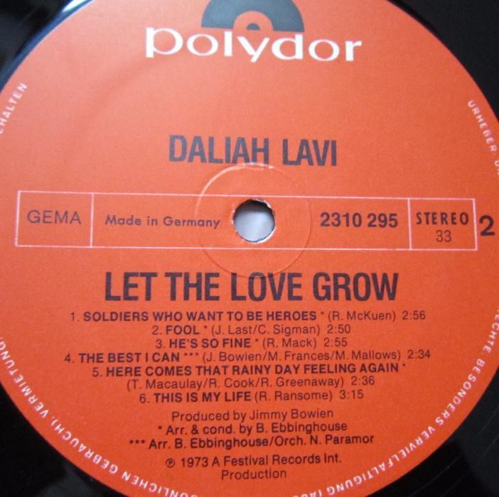 vinil rar. First Ed.- Daliah Lavi ‎–"Let The Love Grow" 1973-impecabil