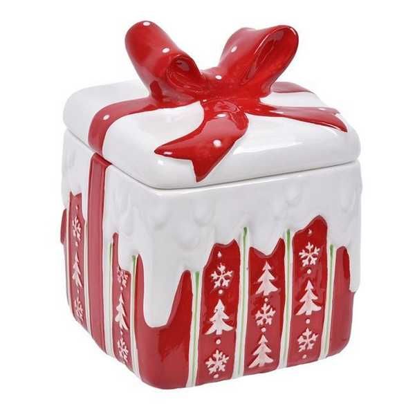 Коледен буркан за бисквитки Mercado Trade, Керамика, Квадратна форма
