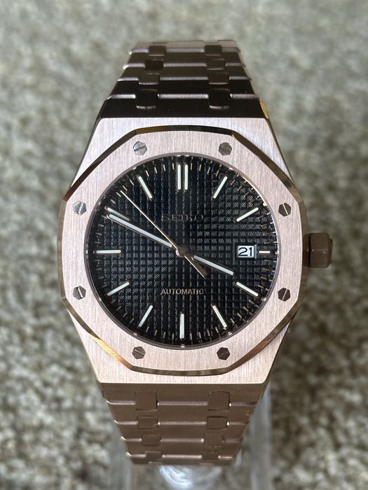 Ceas Seiko Royal Oak Rose Gold Black Mod