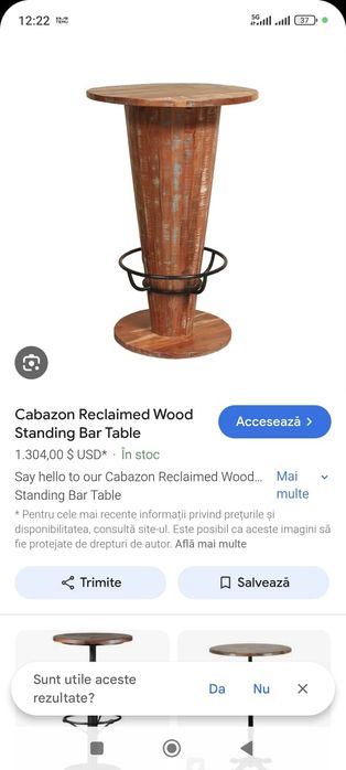 Vand masa 3 mese de bar terasa foisor din lemn tratat fiert masiv