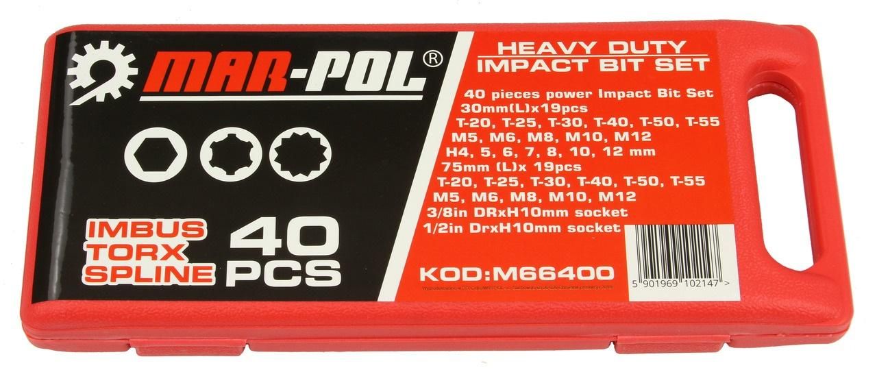 комплект битове 40броя  imbus-torx-spline mar pol m66400