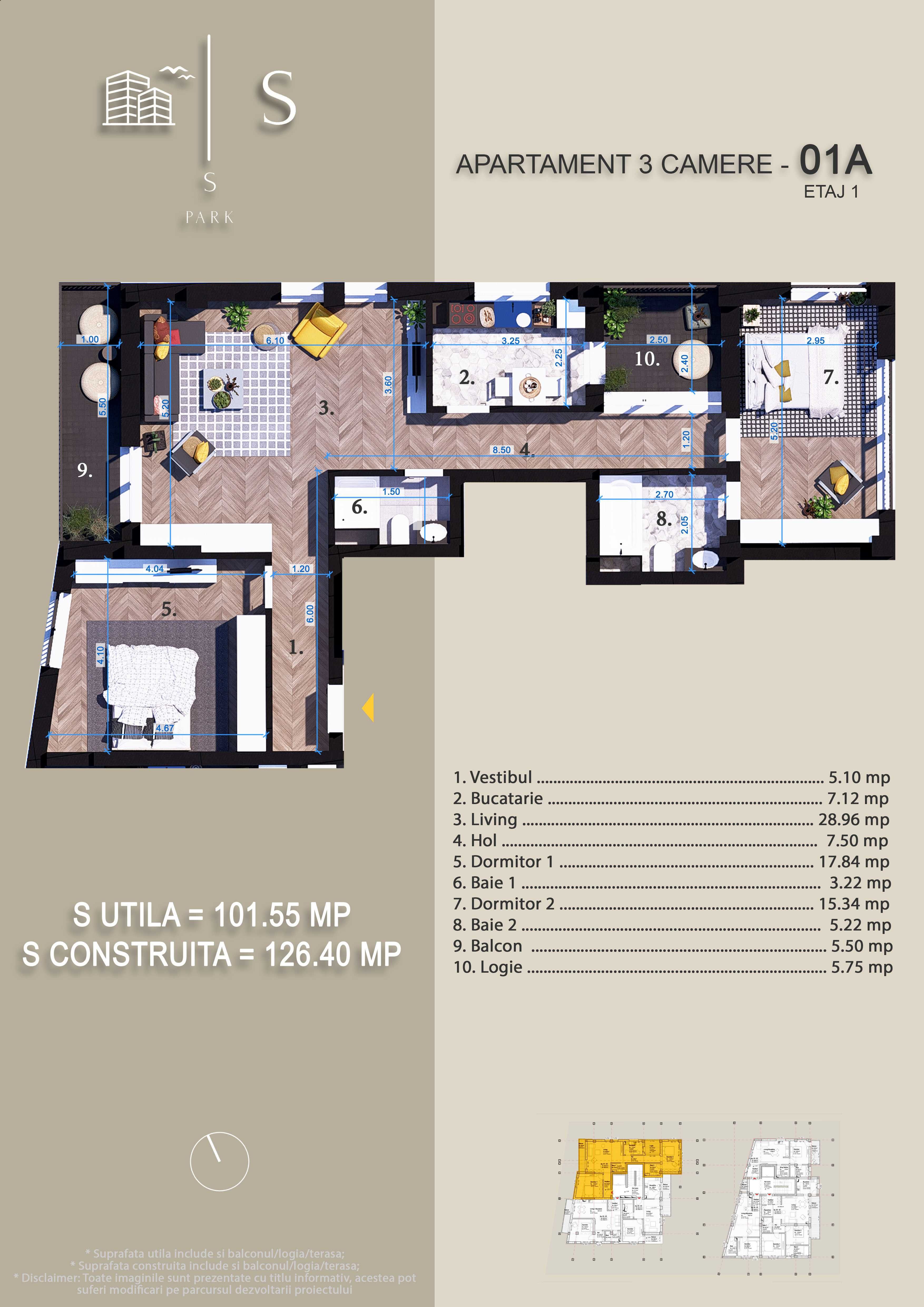 Nou Apartament 3 camere langa Parcul Teilor