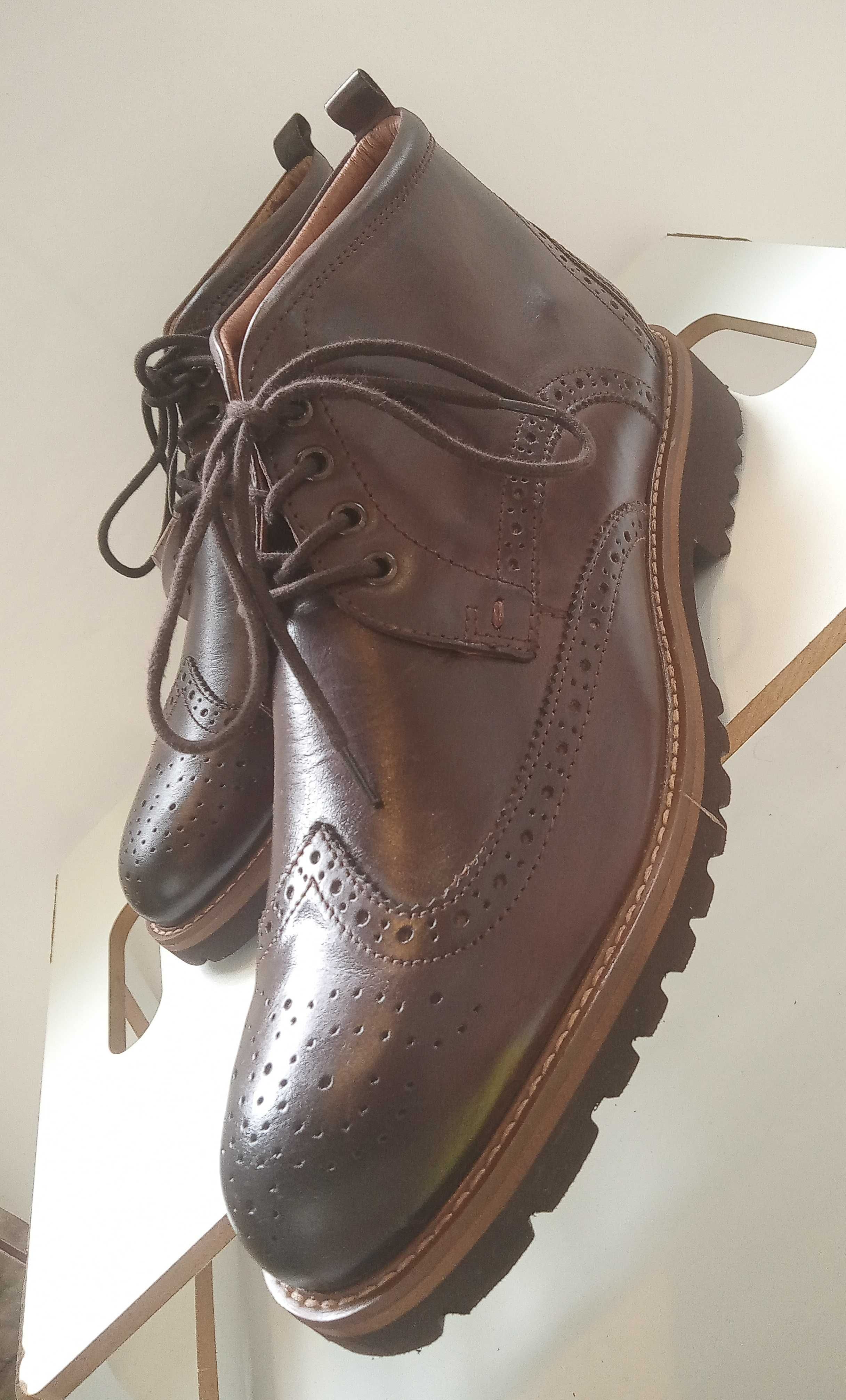 Ghete lace up 45 brogue premium Tataly Italy piele naturala