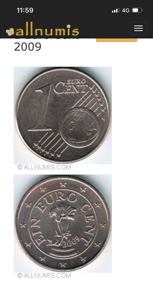 Moneda 1 euro cent rară 2009