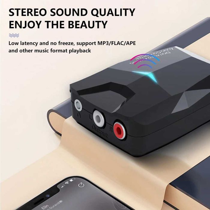 Adaptor convertor audio digital SPDIF toslink la analog RCA, jack + BT