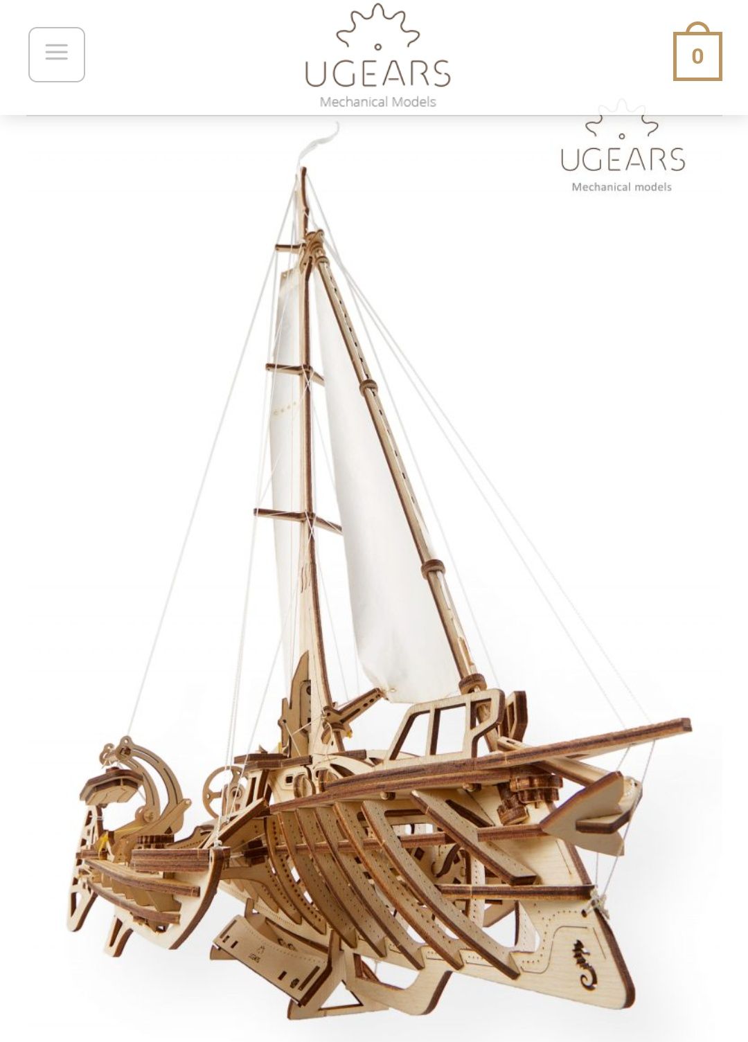 Puzzle 3D Mecanic – Barca Trimaran din Lemn Ugears Models macheta NOUA