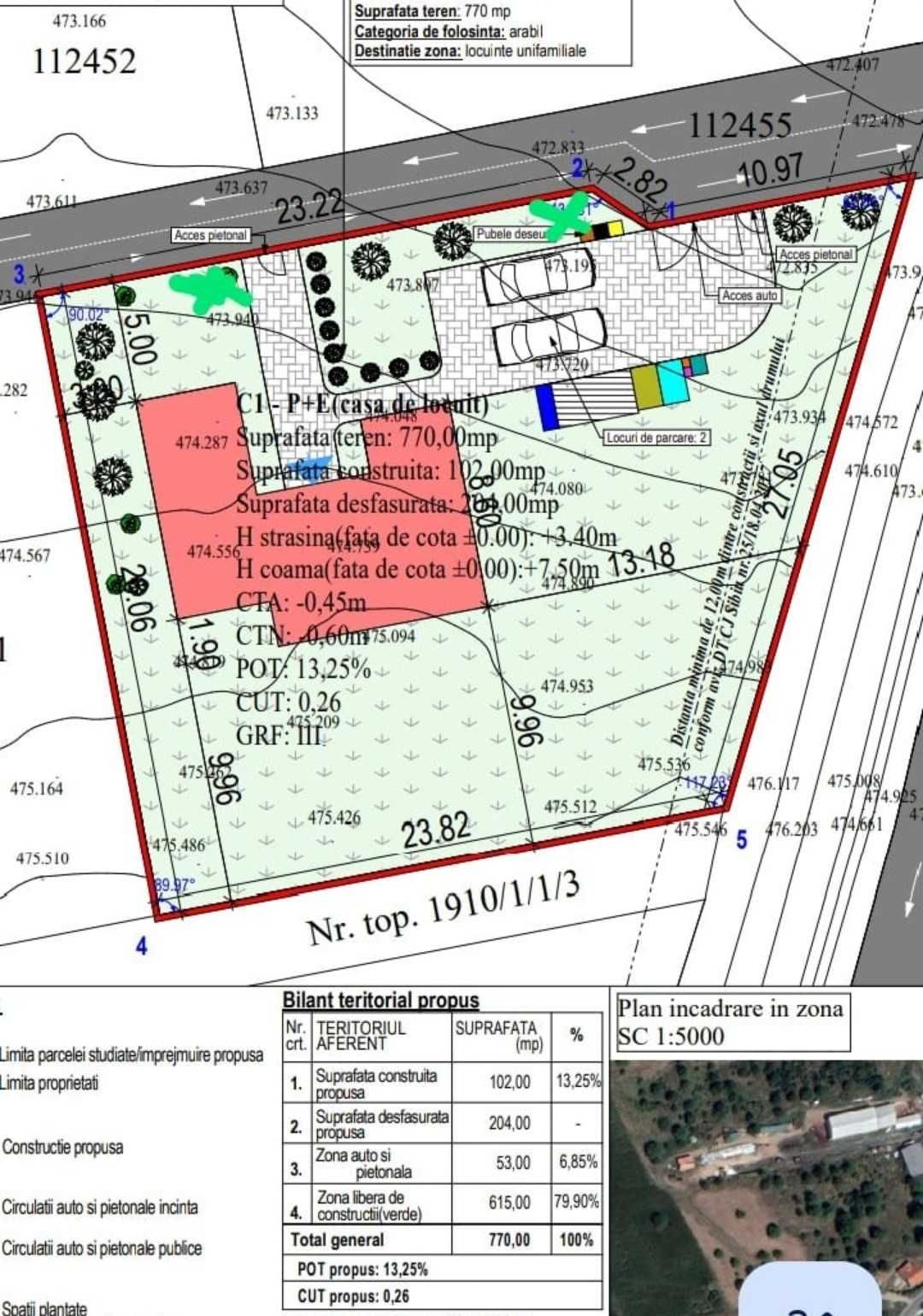 Teren intravilan in Daia 770 mp cu autorizatie de constructie aprobata