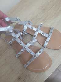 Sandale piele argintii 38