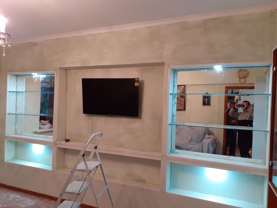 Гипсокартоные работы,перегородки из гипсокартона. Маляр левкас