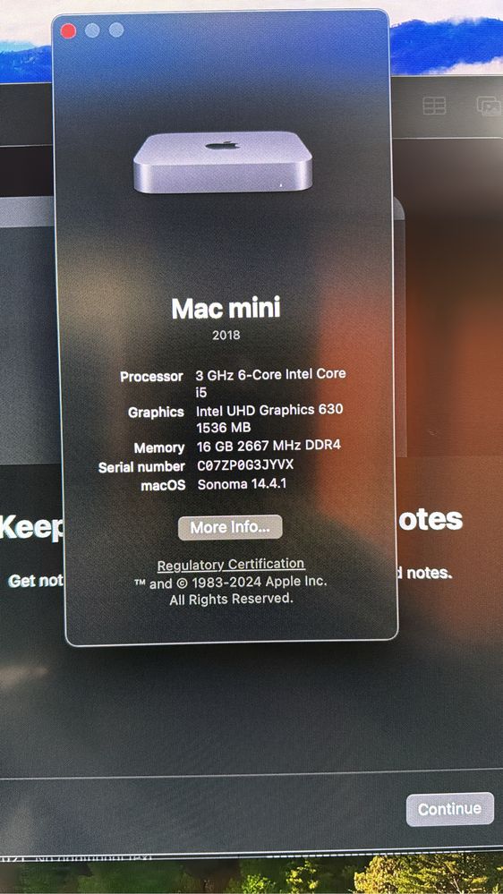 Mac mini 2018 3ghz i5 16 gbRAM