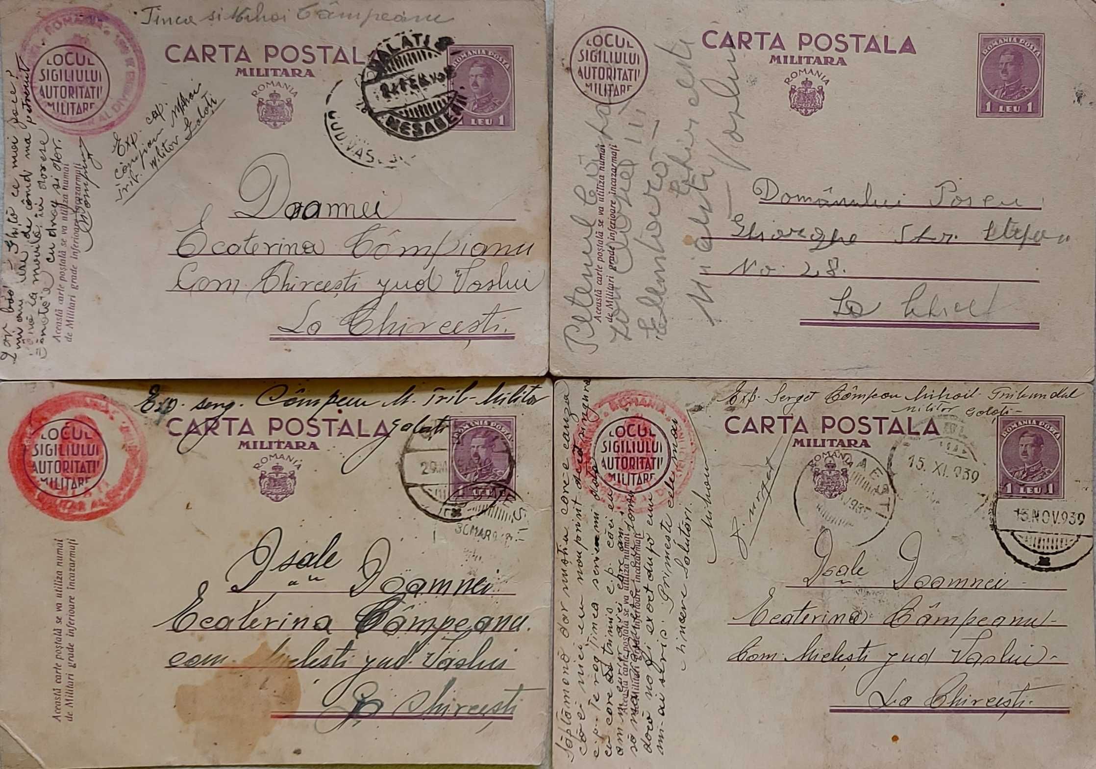 Vând coletie cărți poștale militare anii 1938- 1942