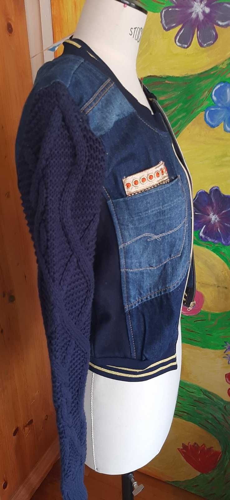 Дамско дънково яке с декорация пачуърк  Desigual