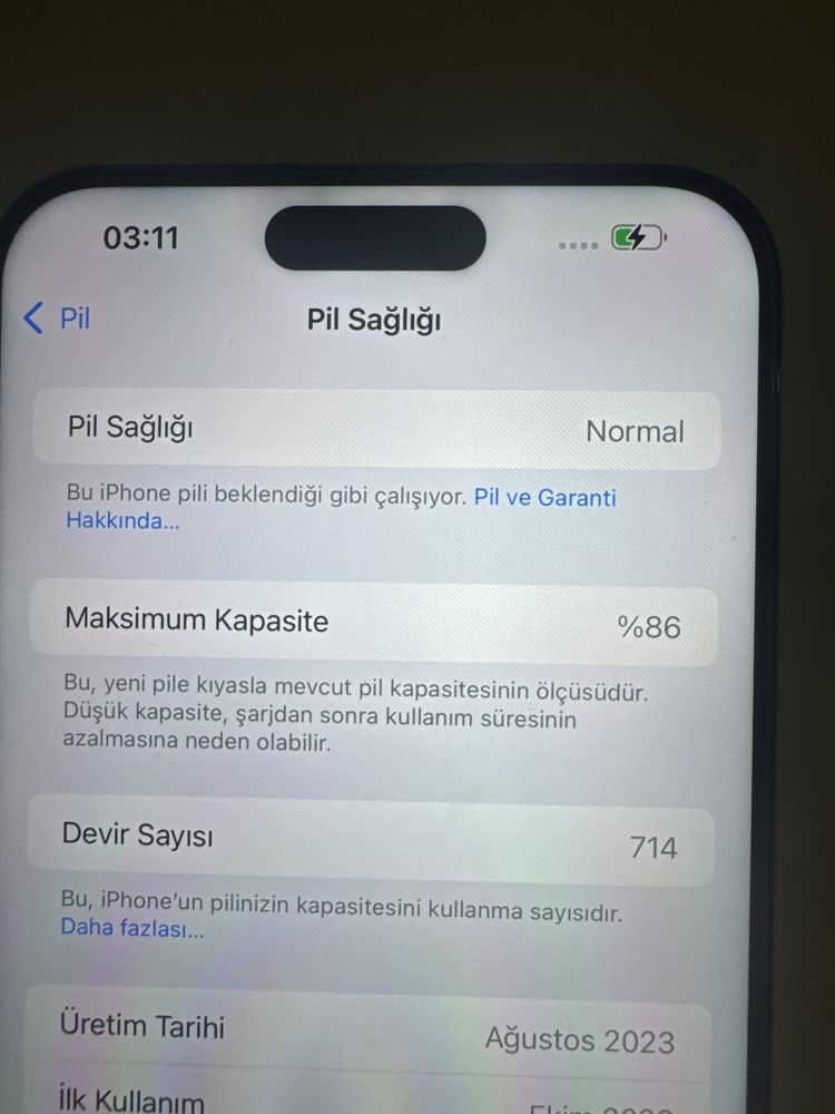 Iphone 15pro maxl 256 86