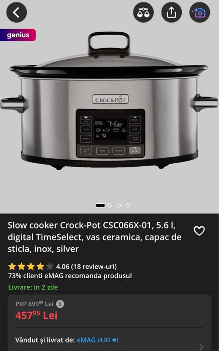 Slow cooker digital crock-pot - 5,7 litri