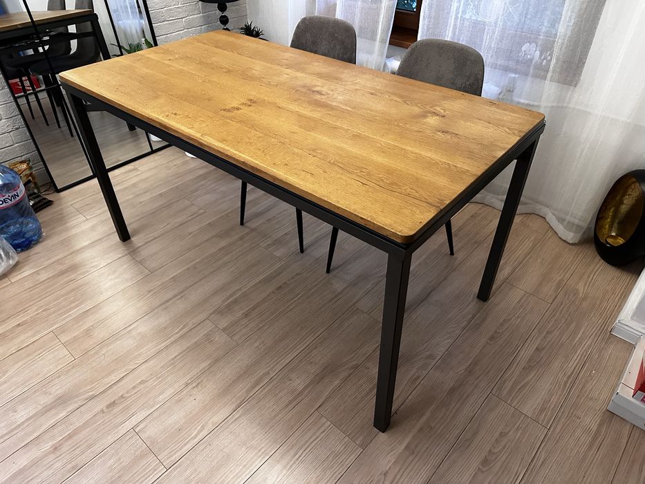 Трапезна маса IKEA с два плота – стъклен и дървен, 150х77х75 см