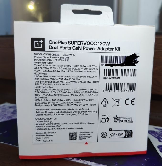 OnePlus SUPERVOOC 120W Dual Ports GaN Sigilat