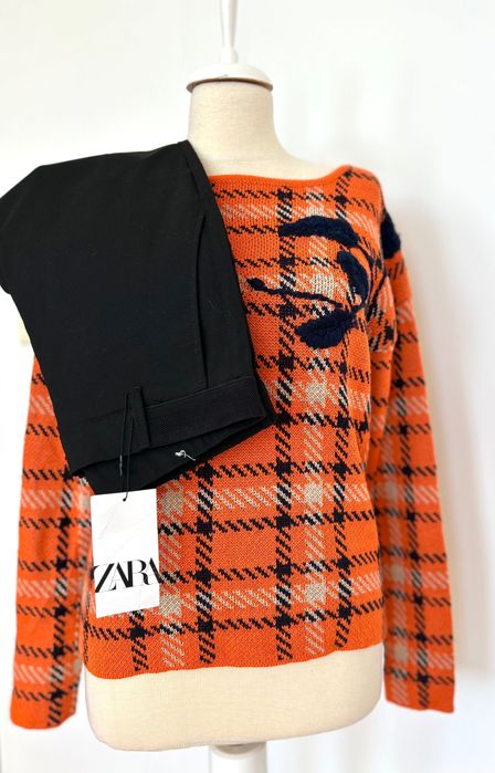 Zara нов черен панталон и Intrend MaxMara пуловер