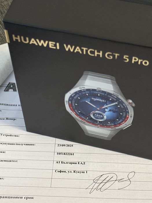***Чисто НОВ 46mm Huawei Watch GT 5 Pro Yettel Гаранция 2027 Titanium