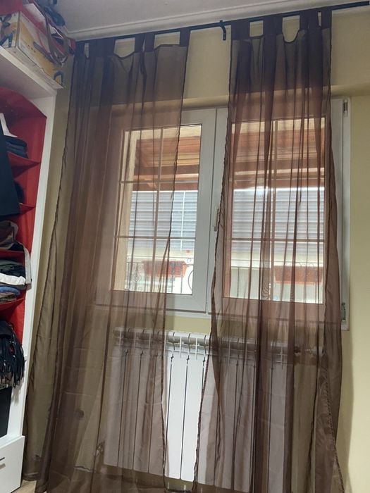 2 perdele organza,culoare cognac/maro,dimensiuni 240 x 140 cm(hxl)/buc