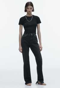 Jeans TRF Zara Split Slim cu talie medie