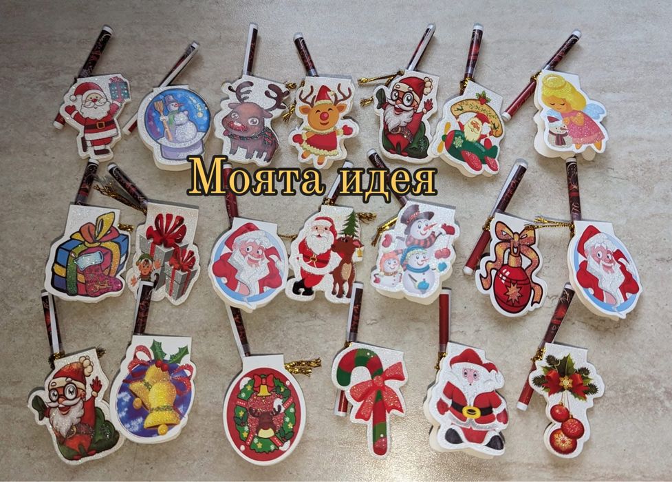 различни модели коледни късмети ръчна изработка елха панделка камбанка