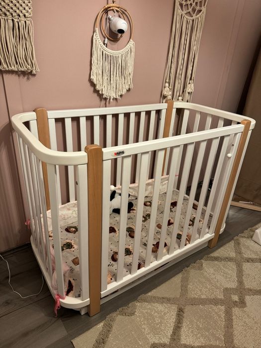 Patut bebe MARVIS + Saltea + Sistem de leganare - STARE IMPECABILA !