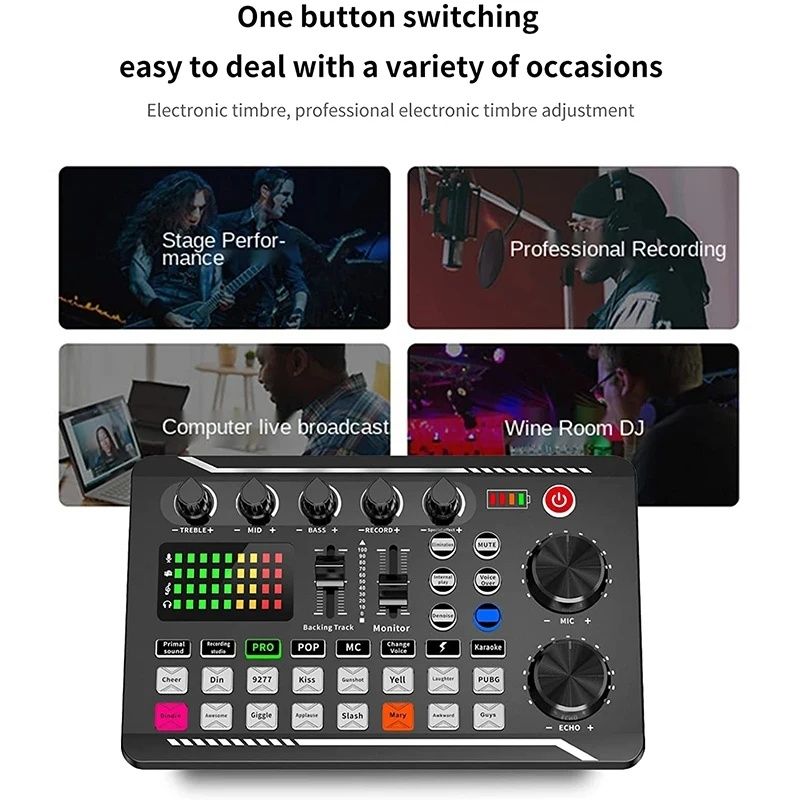 Mixer Audio Bluetooth cu efecte de sunet Live Podcast Broadcast Radio