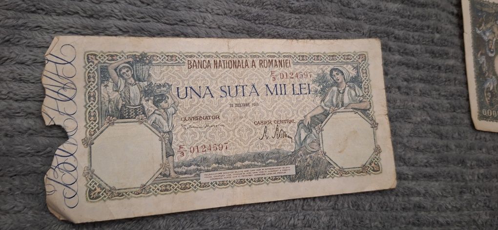 Bancnote vechi una suta mii lei 100000  1943 lei
