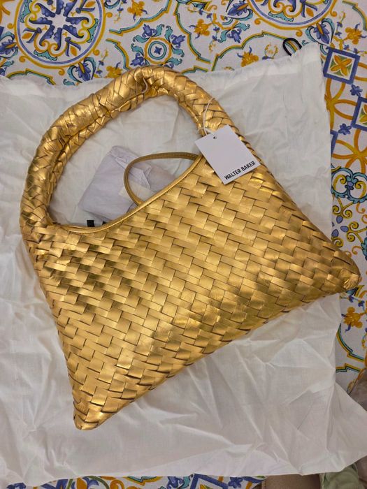 Geanta piele aurie designer american Walter Baker