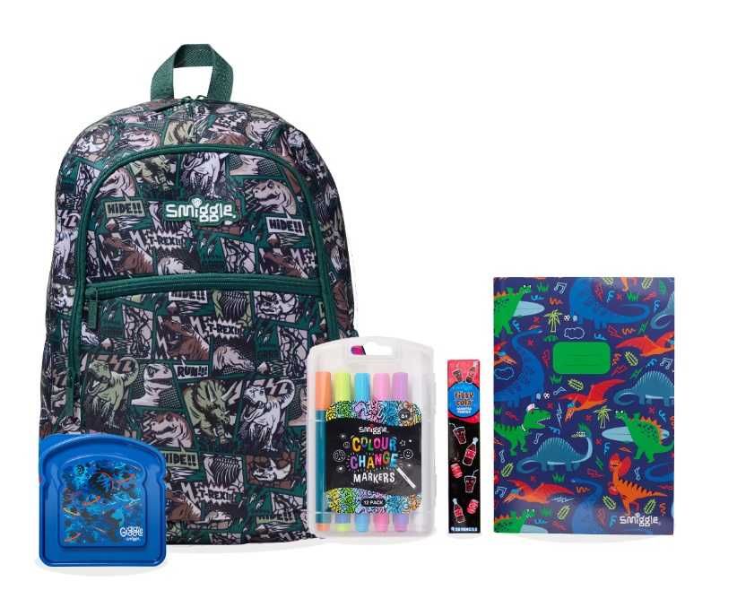 Ученическа раница Smiggle с аксесоари Еднорог Динозавър Топка
