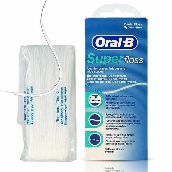 Зубная нить Oral-B Super Floss, 50 нитей