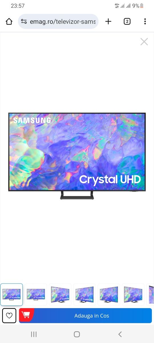 Televizor SAMSUNG LED 65CU8572, 163 cm, Smart, 4K Ultra HD,