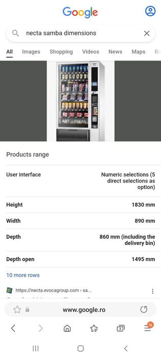 Aparat Vending Necta Samba SantaFe