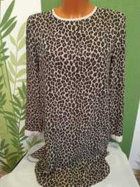 Rochie mini, animal print cu maneca lunga, Marc Cain