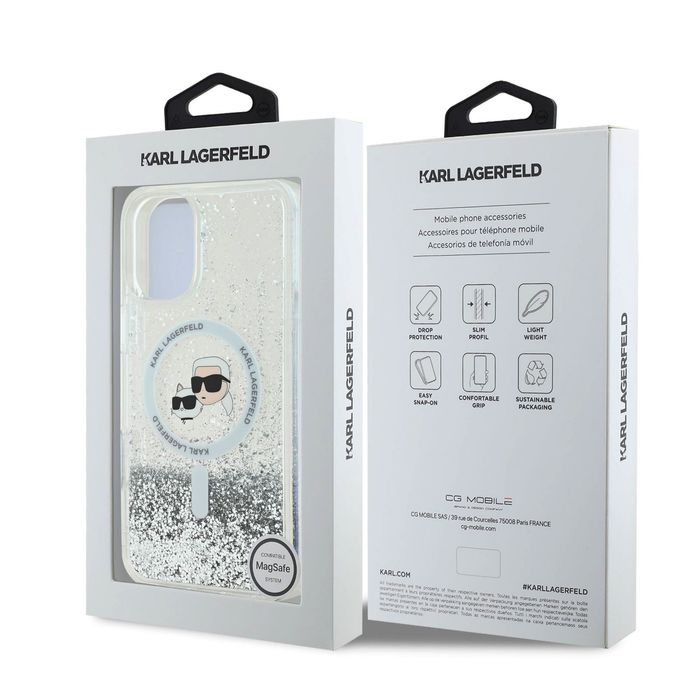 Калъф Karl Lagerfeld Liquid Glitter MagSafe iPhone 16/Pro/Pro Max